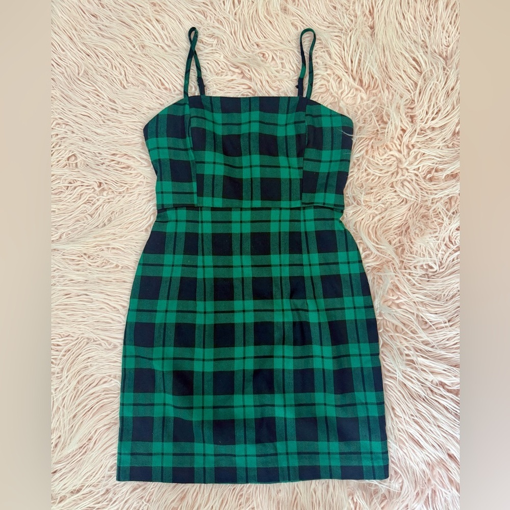 Forever 21 Plaid Green spaghetti dress